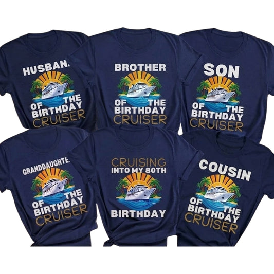 Custom Matching 80th Birthday Cruise Family T Shirts, Custom Cruise Birthday Matching Shirts For Family ET0511
