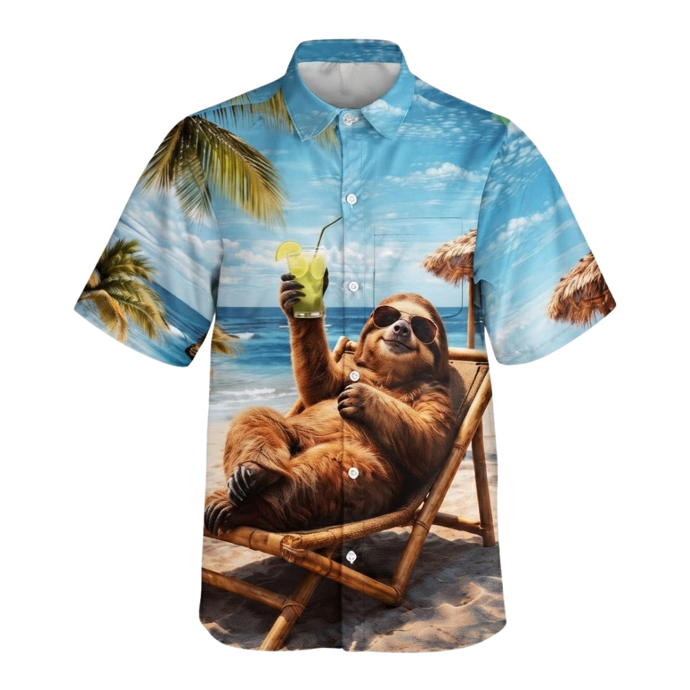 Funny Sloth Beach Hawaiian Shirt For Men Women, Sloth Aloha Hawaiian Shirt With Pocket HE0534