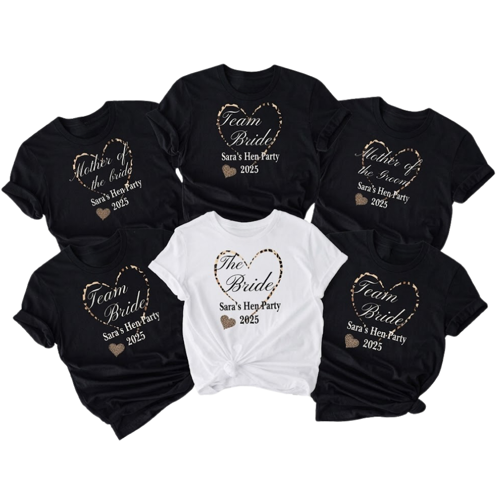Custom Team Bride Leopard Bachelorette Matching T Shirts, Personalized Bachelorette Party Matching Shirts ET1031