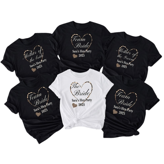 Custom Team Bride Leopard Bachelorette Matching T Shirts, Personalized Bachelorette Party Matching Shirts ET1031