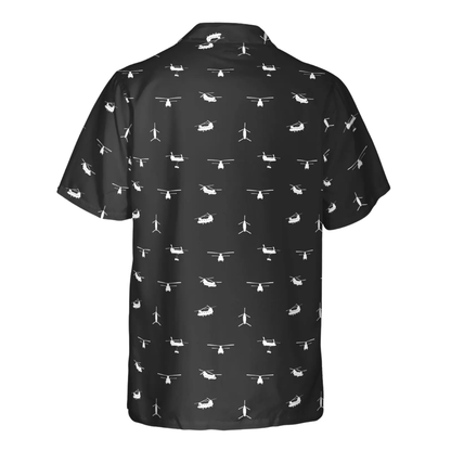 CH-47 Chinook Aircraft Men's Black Hawaiian Shirt, CH-47 Chinook Hawaiian Shirt HE0370
