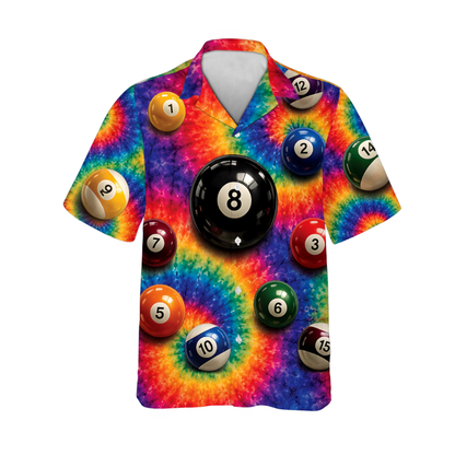 Tie Dye Billiard Hawaiian Shirts For Men, Tie Dye Hawaiian Billiard Shirts BIE0068