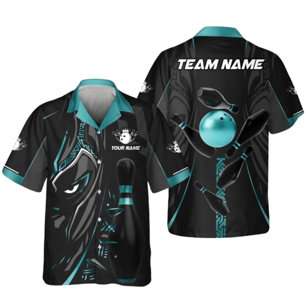 Custom Maori Tribal Black Golden Bowling Hawaiian Shirt, Custom Tribal Bowling Team Shirts Mens BZ0585