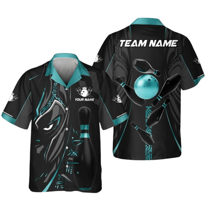 Custom Maori Tribal Black Golden Bowling Hawaiian Shirt, Custom Tribal Bowling Team Shirts Mens BZ0585