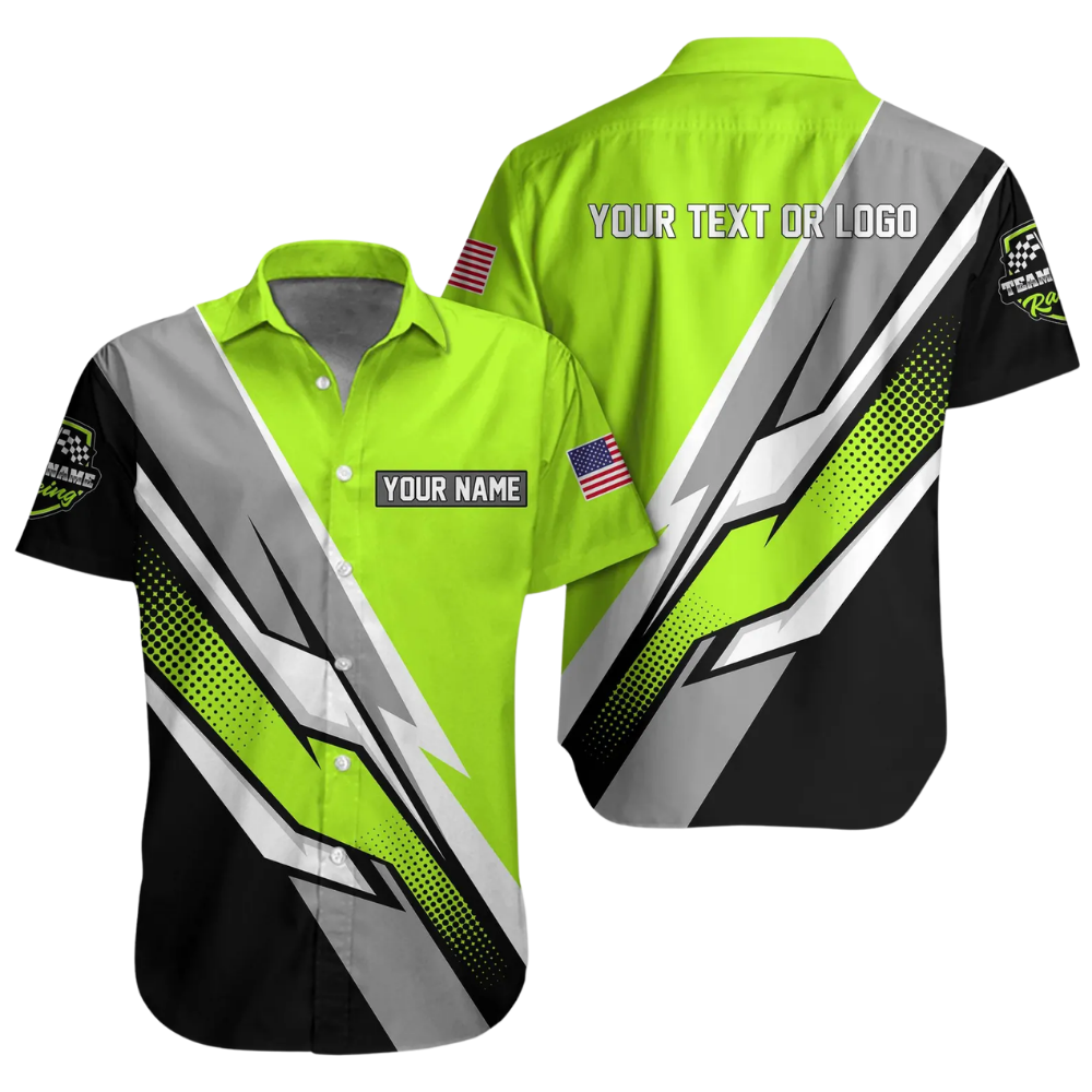 Personalized Racing Team Mens Hawaiian Shirt, Custom Racing Mechanic Shirts HE0681