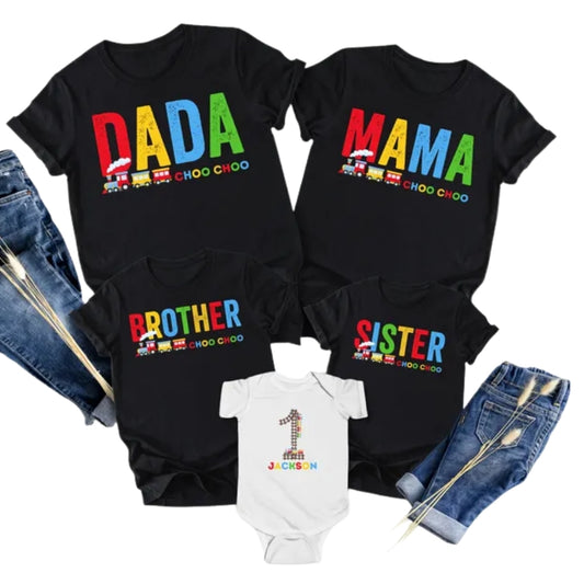 Custom Train 1st Birthday Matching Family T Shirts, Custom First Birthday Train Matching Shirts For Family ET0366