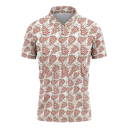 Men's Xmas Tree Cake Golf Polo Shirt Red White, Christmas Golf Shirts GZ0345