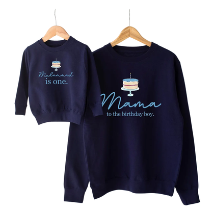 Mama To The Birthday Boy Custom 1st Birthday Sweatshirt For Mommy And Son, Custom First Birthday Family Sweatshirts ET1448