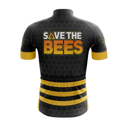 Save The Bees Cycling Short Sleeve Jersey For Men, Bee Lovers Black And Yellow Cycling Jersey CG0856
