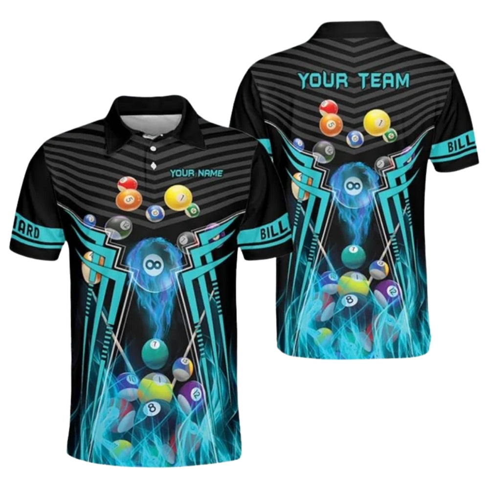 Custom Team Black And Red Billiard Men Polo Shirts, Custom Pool Billiard Shirts For Team BIZ0160