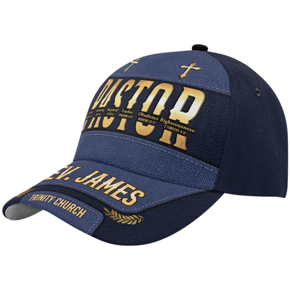 Personalized Pastor Baseball 3D Printed Cap, Custom Pastor Hats With Church Name CP0583