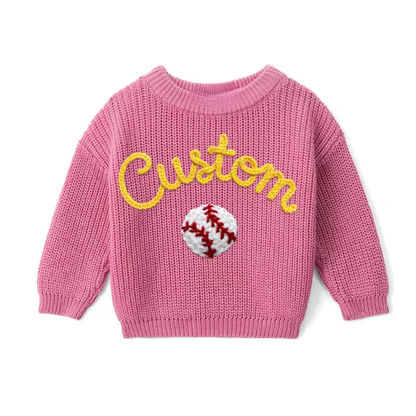 Personalized Baseball Baby Embroidered Sweater, Custom Baby Baseball Lover Sweatshirt BB0319