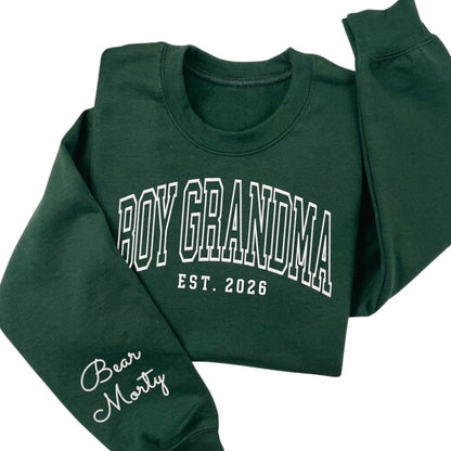 Boy Grandma Est Custom Kid Names Sweatshirt, Personalized Baby Announcement Sweatshirts For Grandma 2D0878