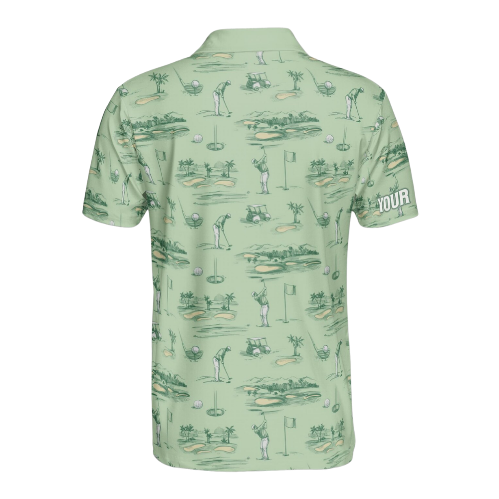 Custom Mens Green Golf Polo Shirt, Custom Name Golf Shirts GE0568