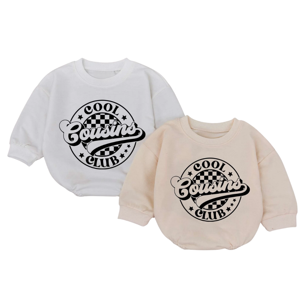Cool Cousins Club Baby Romper Sweatshirt, Cousin Crew Baby Romper Sweatshirt BB0084