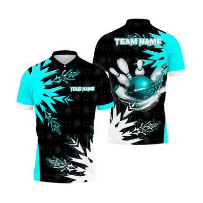 Custom Team Black And Red Bowling Mens Polo Shirts, Custom Team Bowling Shirts BZ1075
