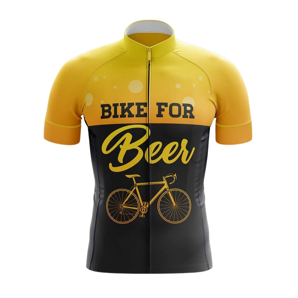 Bike For Beer Men's Black And Yellow Short Sleeve Cycling Jersey For Men, Beer Cycling Jerseys CG0691