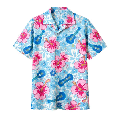 Hibiscus Ukulele Matching Family Hawaiian Shirt, Tropical Floral Ukulele Family Aloha Shirts ET0641
