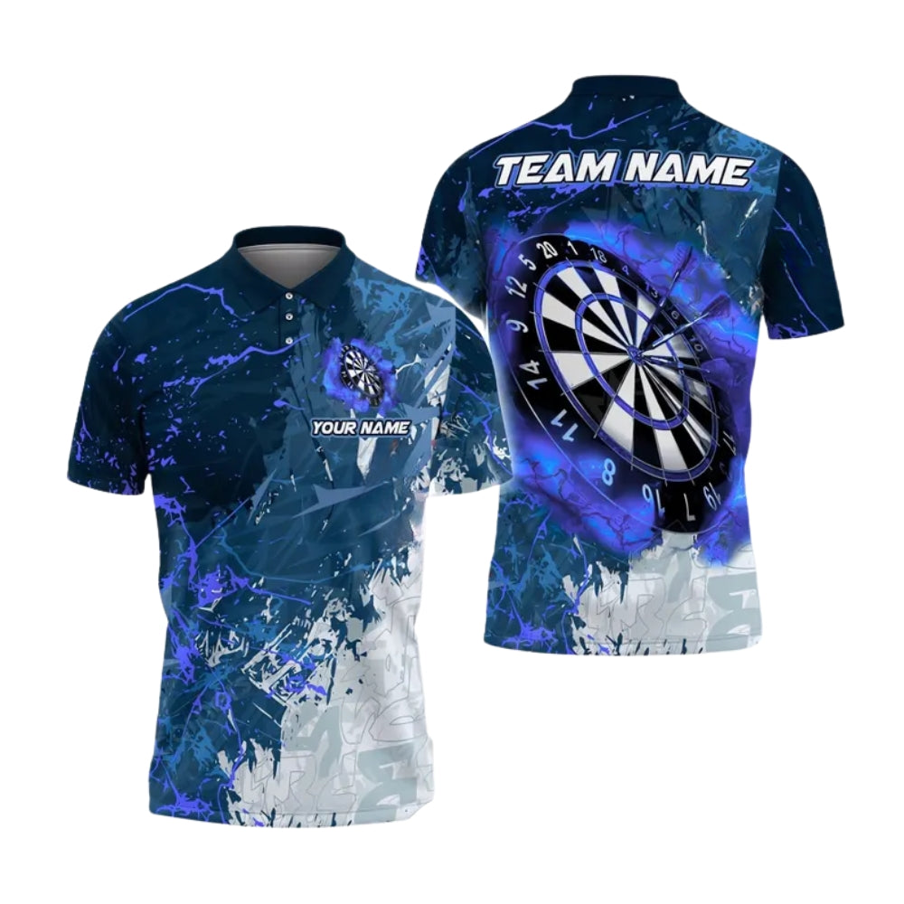 Custom Blue Thunder Darts Polo Shirt Mens, Custom Dart Team Shirts DE0084