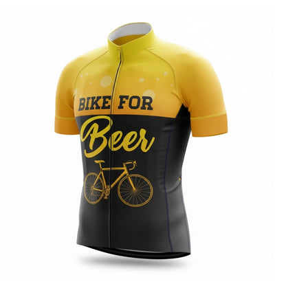 Bike For Beer Men's Black And Yellow Short Sleeve Cycling Jersey For Men, Beer Cycling Jerseys CG0691