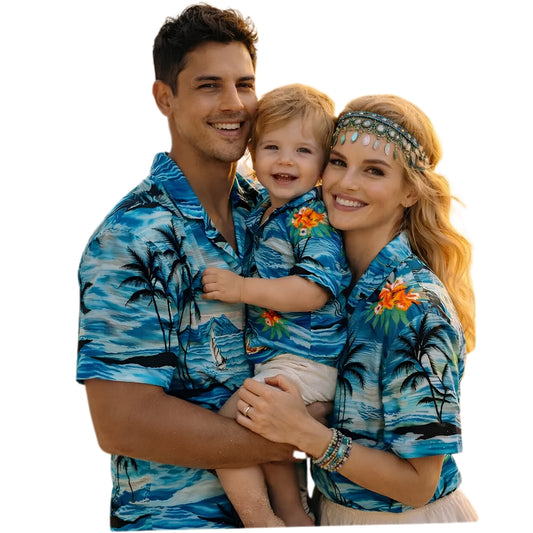 Matching Beach Tropical Family Hawaiian Shirts, Beach Hawaiian Shirts For Family ET0643