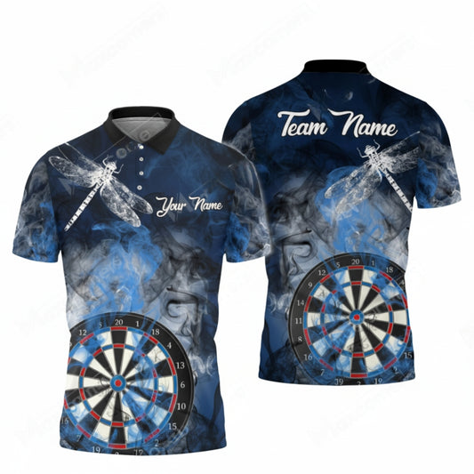 Custom Smoke Blue Darts Polo Shirt For Men, Custom Dart Team Shirts DZ0064