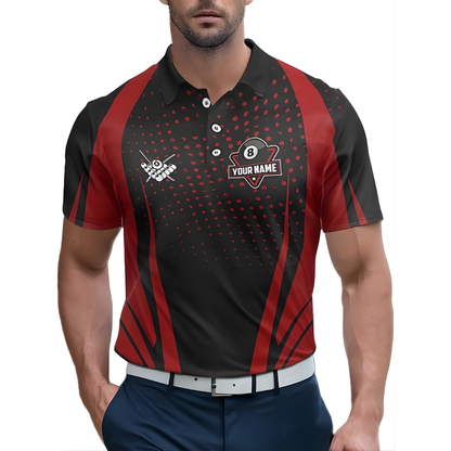 Custom Black And Red Billiard Team Shirts For Men, Custom Billiard Shirts BIZ0203