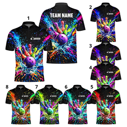 Custom Men's Colorful Bowling Jersey, Custom Team Bowling Shirts BZ0384