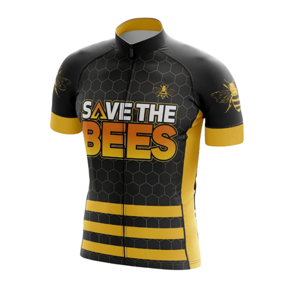 Save The Bees Cycling Short Sleeve Jersey For Men, Bee Lovers Black And Yellow Cycling Jersey CG0856