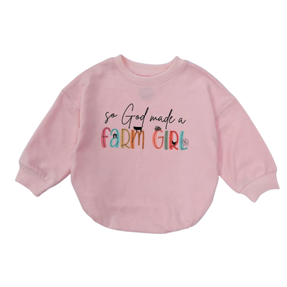 So God Made A Farm Girl Baby Romper Sweatshirt, Farm Lover Romper Sweatshirt For Baby Girl BB0717
