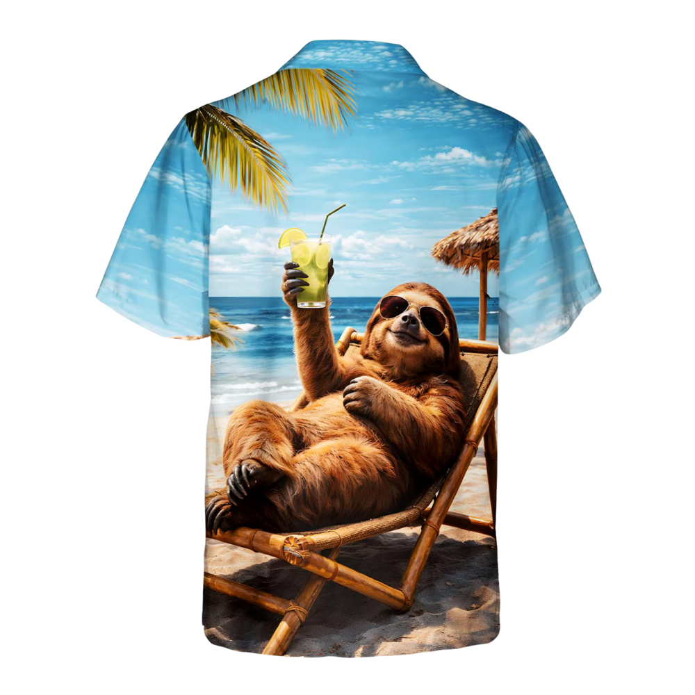 Funny Sloth Beach Hawaiian Shirt For Men Women, Sloth Aloha Hawaiian Shirt With Pocket HE0534