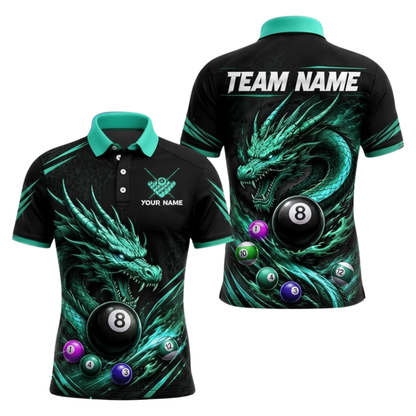 Custom Dragon Purple Polo Billiard Shirt For Men, Custom Dragon Billiard Team Shirt BIZ0333
