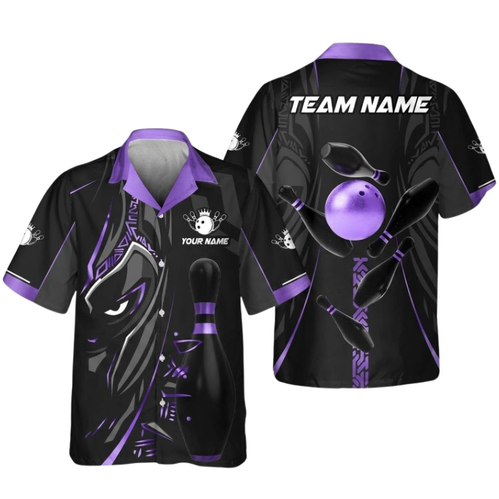 Custom Maori Tribal Black Golden Bowling Hawaiian Shirt, Custom Tribal Bowling Team Shirts Mens BZ0585
