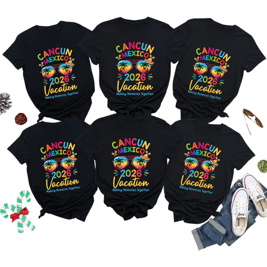 Cancun Mexico Vacation Custom Family Matching T Shirt, Custom Cancun Trip Family Shirts ET1243