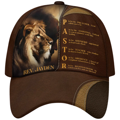 Personalized Lion Pastor Baseball Cap 3D Printed, Custom Pastor Lion Cap Hat With Name CP0584