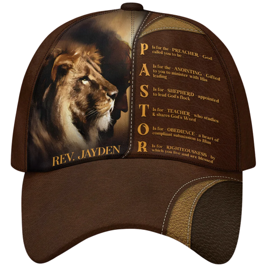 Personalized Lion Pastor Baseball Cap 3D Printed, Custom Pastor Lion Cap Hat With Name CP0584