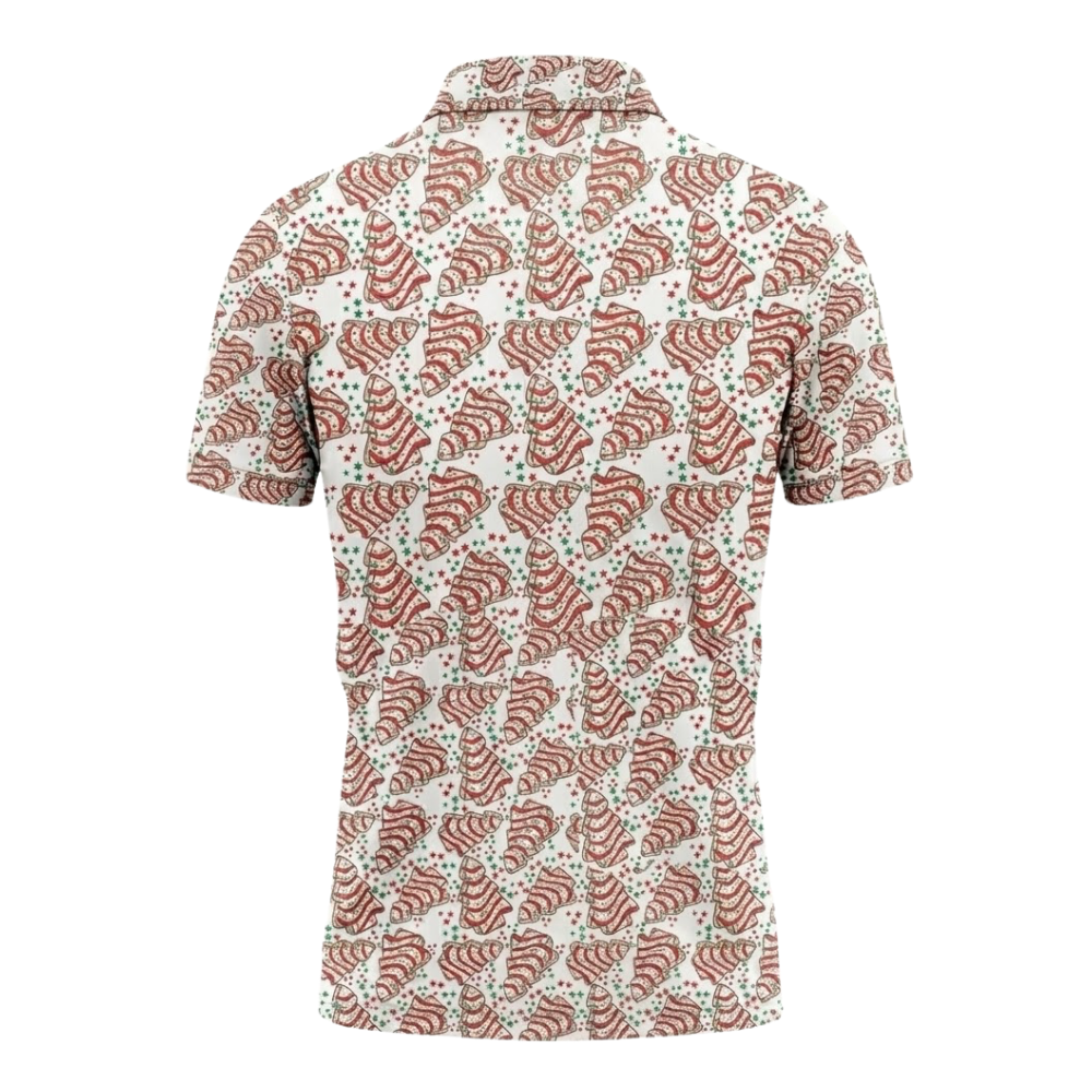 Men's Xmas Tree Cake Golf Polo Shirt Red White, Christmas Golf Shirts GZ0345