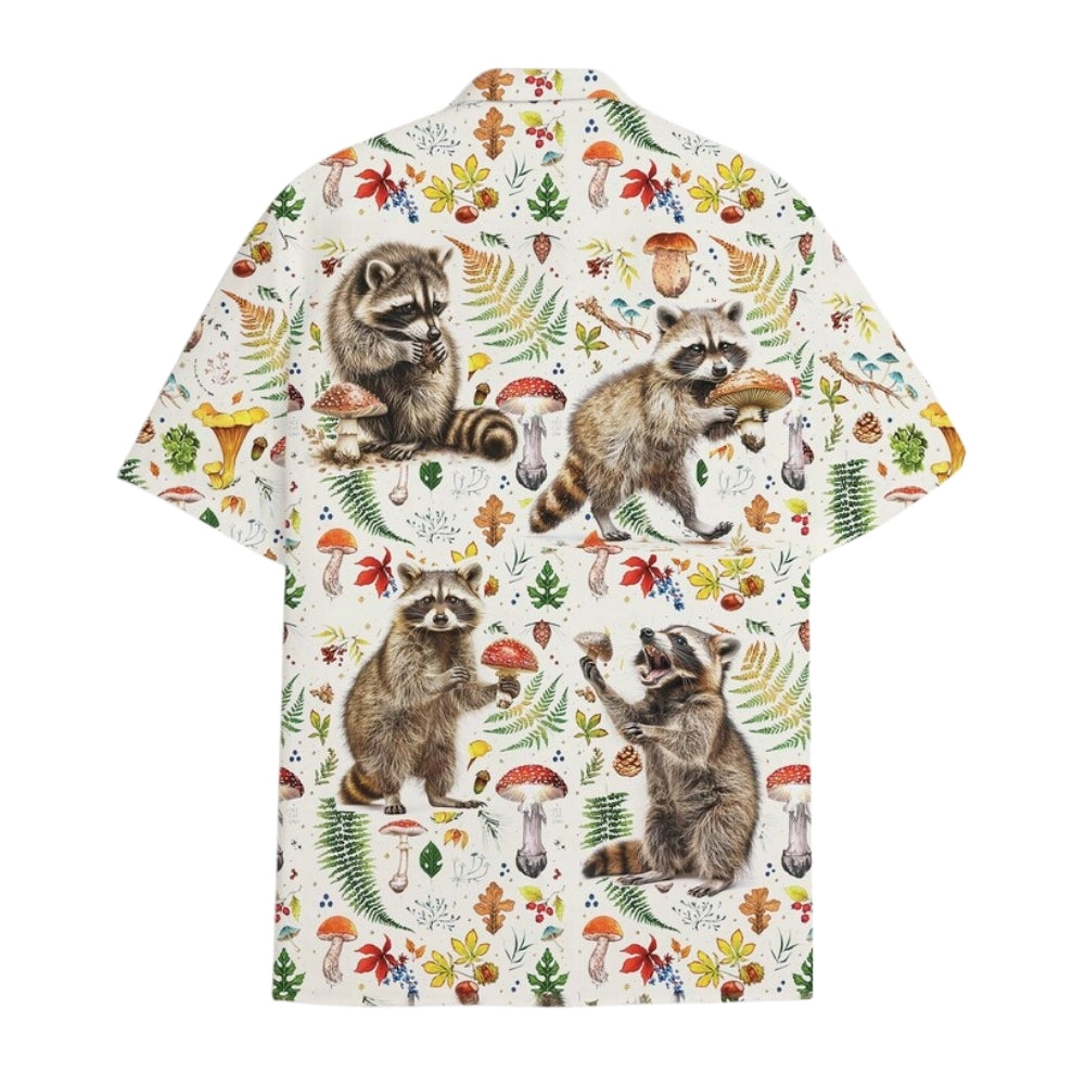 Raccoon And Mushroom Hawaiian Shirt, Racoon Lover Hawaiian Shirts HE0165