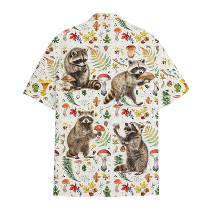 Raccoon And Mushroom Hawaiian Shirt, Racoon Lover Hawaiian Shirts HE0165