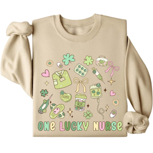 One Lucky Nurse Shamrock Sweatshirt, Saint Patrick's Day Sweatshirt For Nurse 2D0861