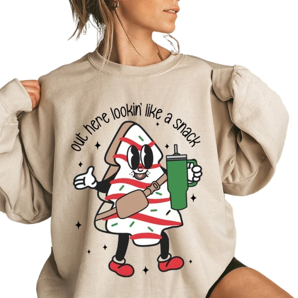 Out Here Lookin Like A Snack Sweatshirt, Christmas Tree Cake Sweater 2D0738