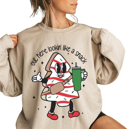 Out Here Lookin Like A Snack Sweatshirt, Christmas Tree Cake Sweater 2D0738