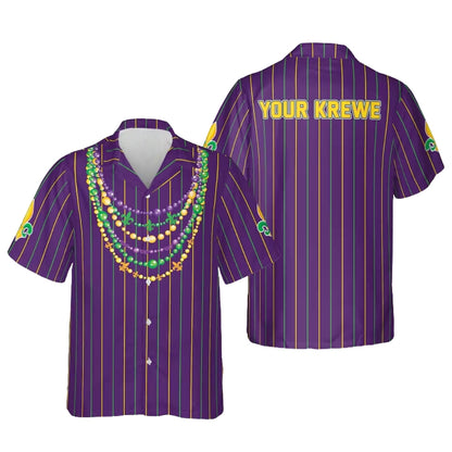 Custom Mardi Gras Hawaiian Shirt With Krewe Name, Custom Mardi Gras Hawaiian Shirts HE0005