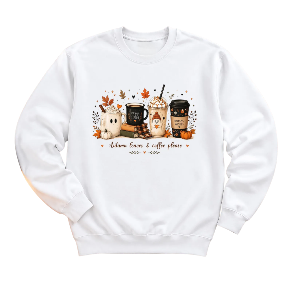 Autumn Leaves Coffee Please Sweatshirt For Women, Coffee Lover Fall Sweatshirt 2D1037