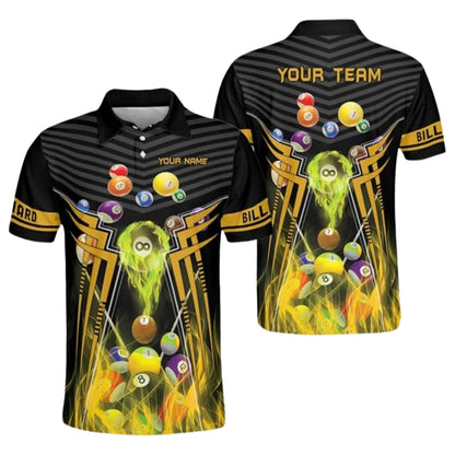 Custom Team Black And Red Billiard Men Polo Shirts, Custom Pool Billiard Shirts For Team BIZ0160
