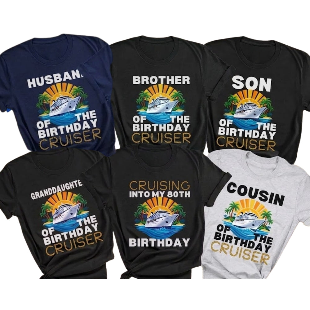 Custom Matching 80th Birthday Cruise Family T Shirts, Custom Cruise Birthday Matching Shirts For Family ET0511