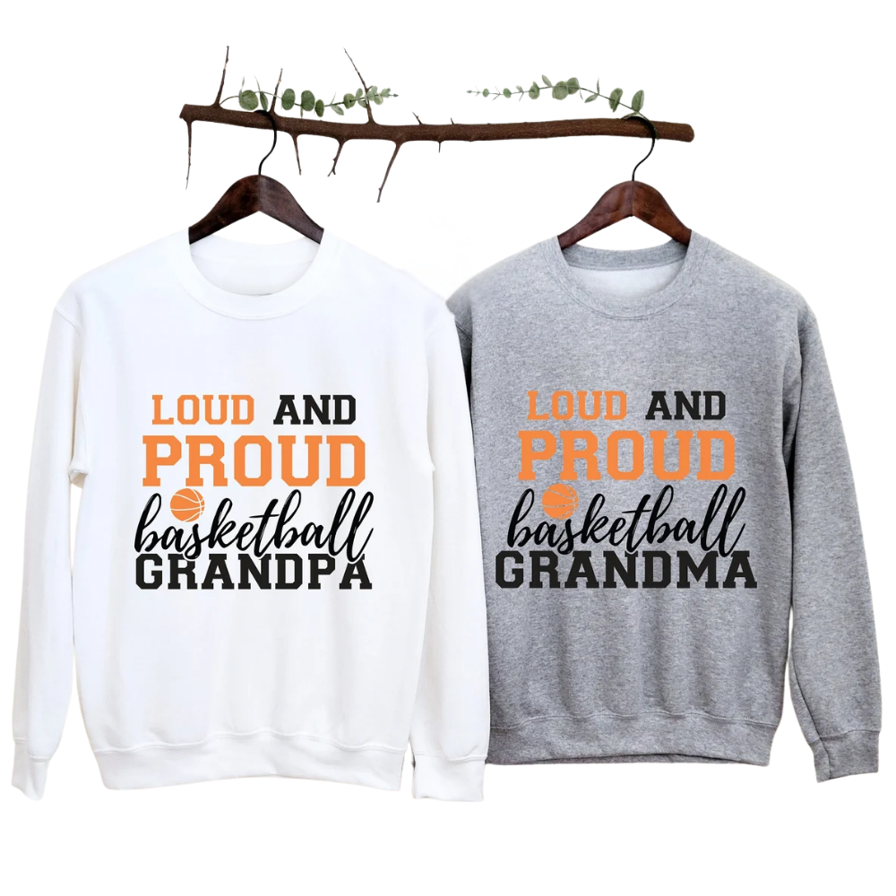 Loud And Proud Basketball Grandma Grandpa Personalized Matching Sweatshirt, Custom Basketball Family Sweatshirts ET1386