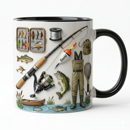 Personalized Fishing Coffee Mug 3D Printed, Custom Fishing Mugs For Fisherman ET0112