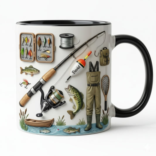 Personalized Fishing Coffee Mug 3D Printed, Custom Fishing Mugs For Fisherman ET0112