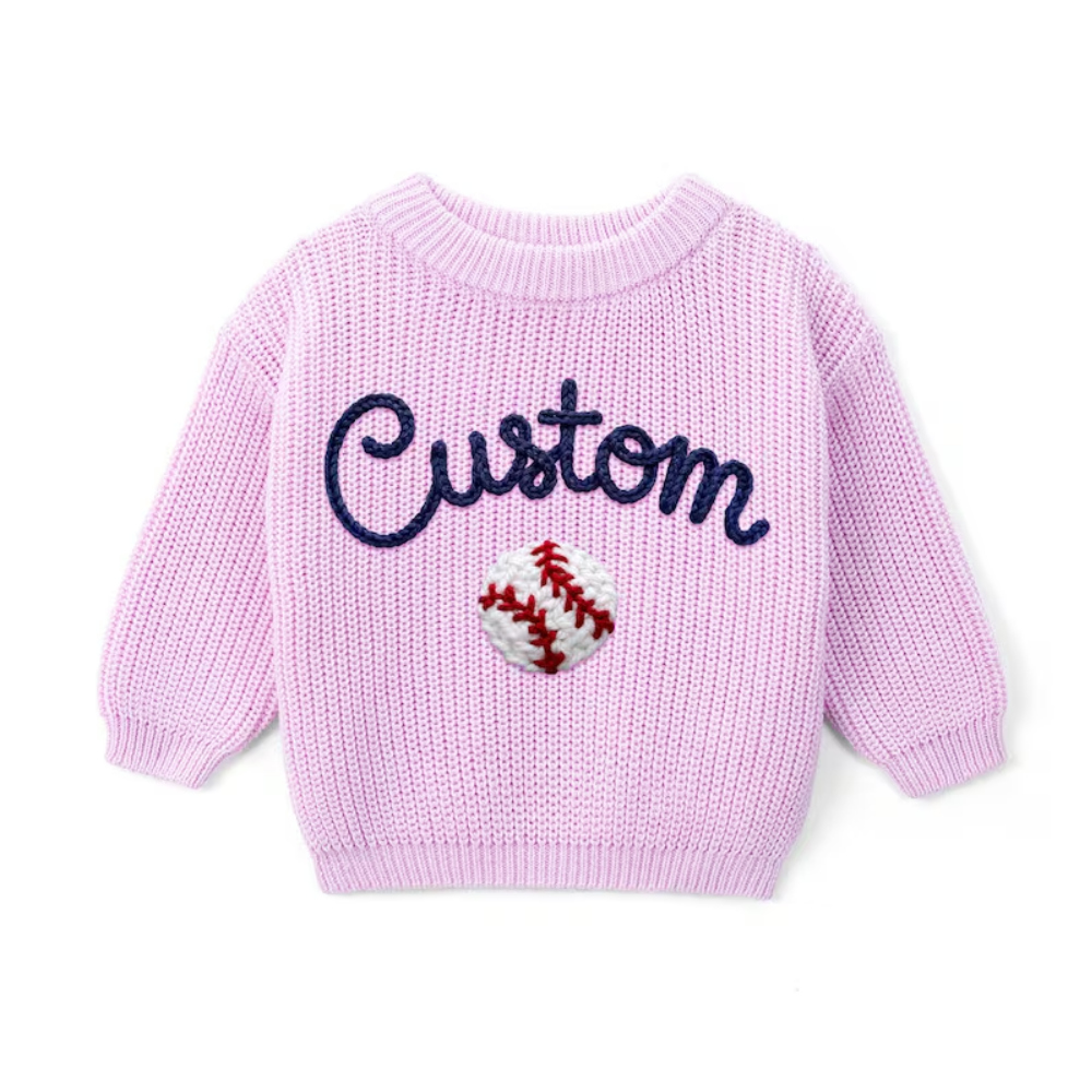 Personalized Baseball Baby Embroidered Sweater, Custom Baby Baseball Lover Sweatshirt BB0319